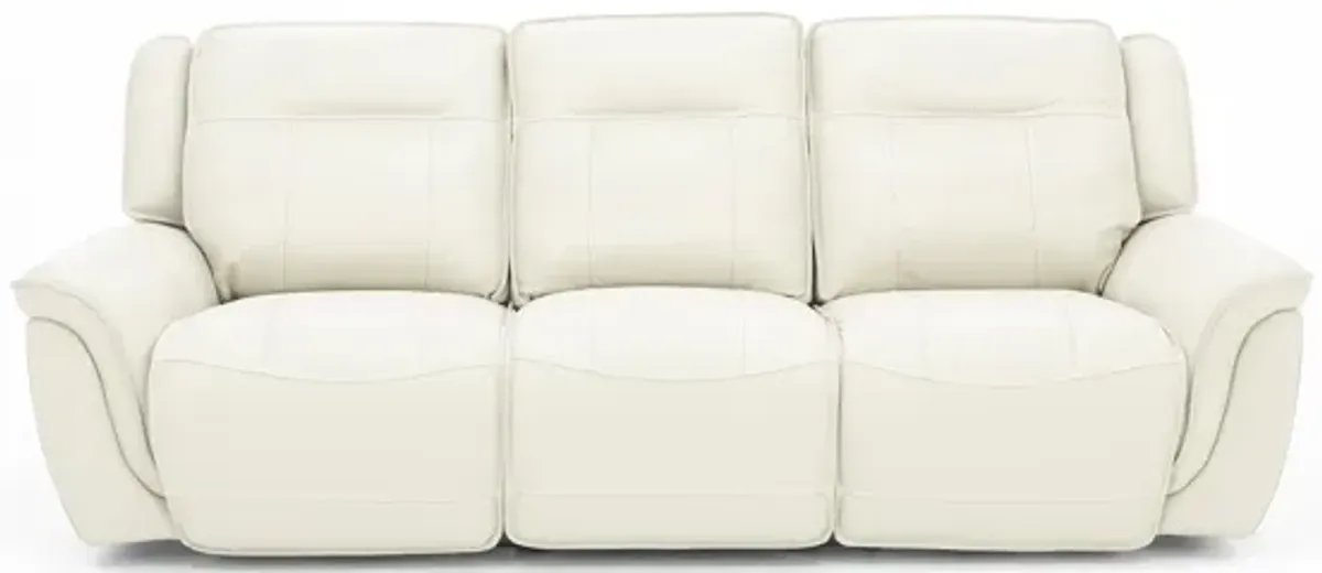 Arthur Leather Power Headrest Reclining Sofa in Ivory