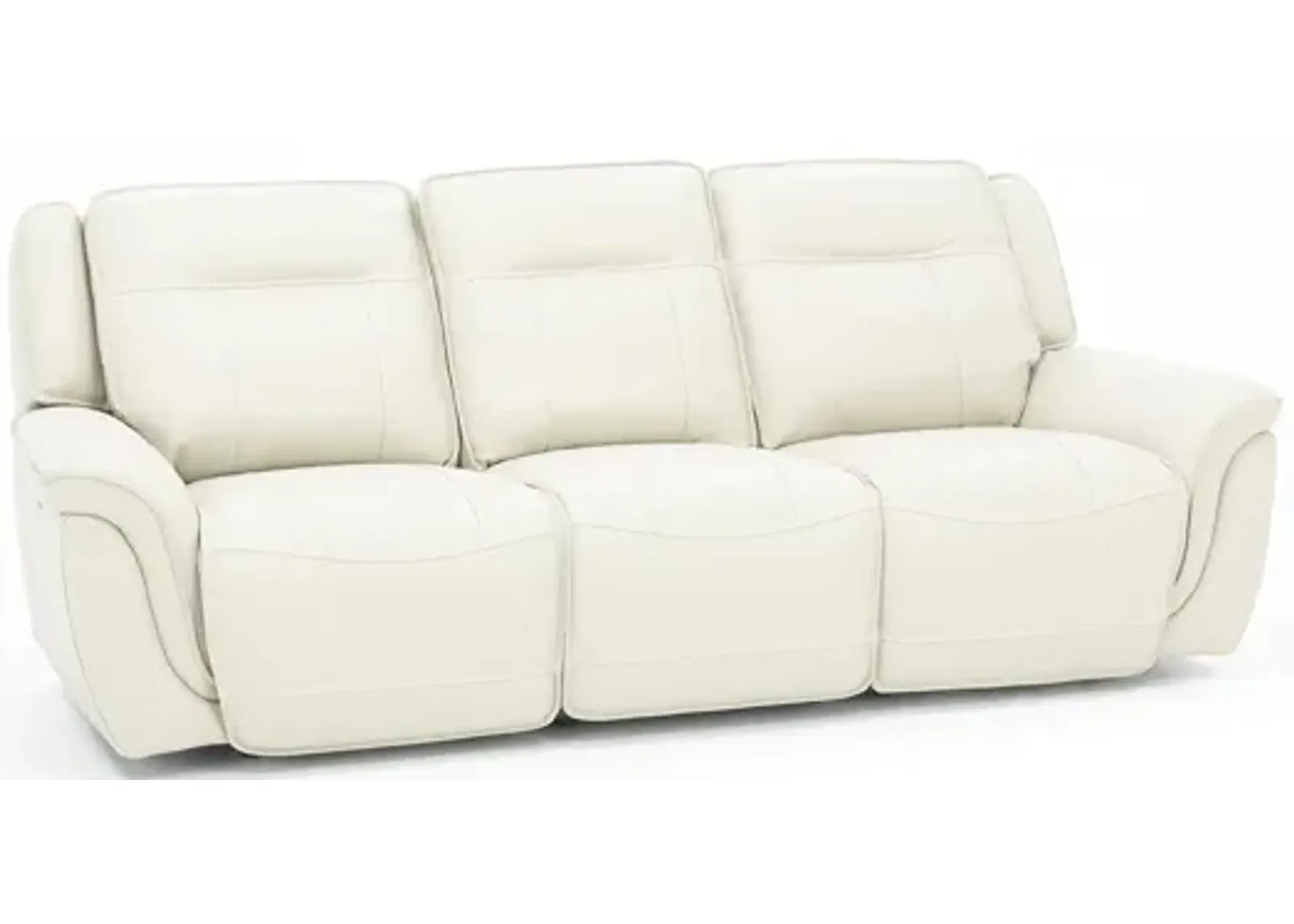 Arthur Leather Power Headrest Reclining Sofa in Ivory