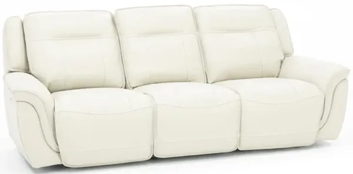 Arthur Leather Power Headrest Reclining Sofa in Ivory