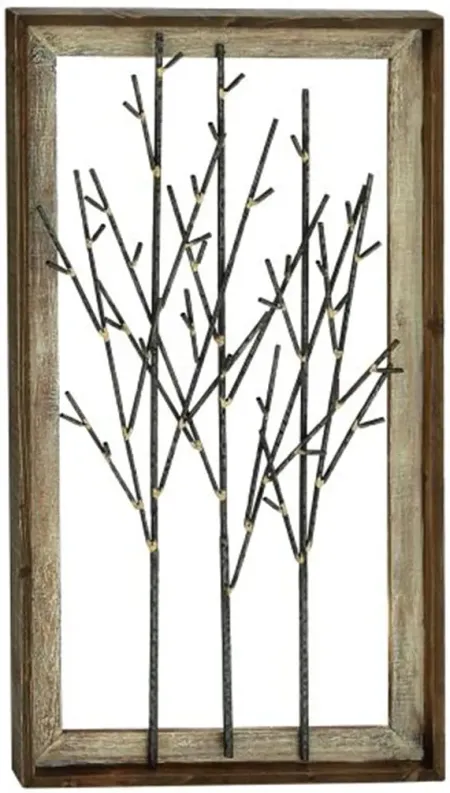 Metal and Wood Trees Wall Decor 20"W x 36"H