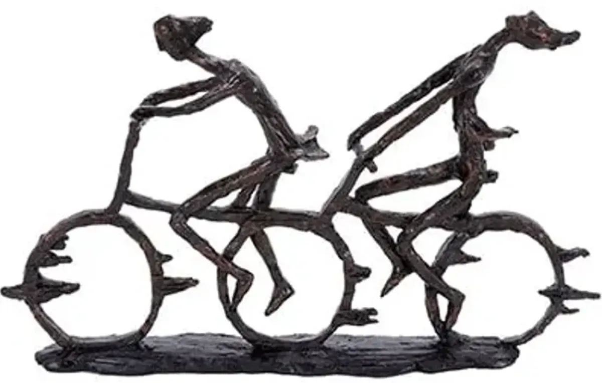 Two People Riding Bike Sculpture 21"W x 13"H