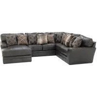 Camden 3-Pc. Leather Sectional with Left Arm facing Chaise in Steel