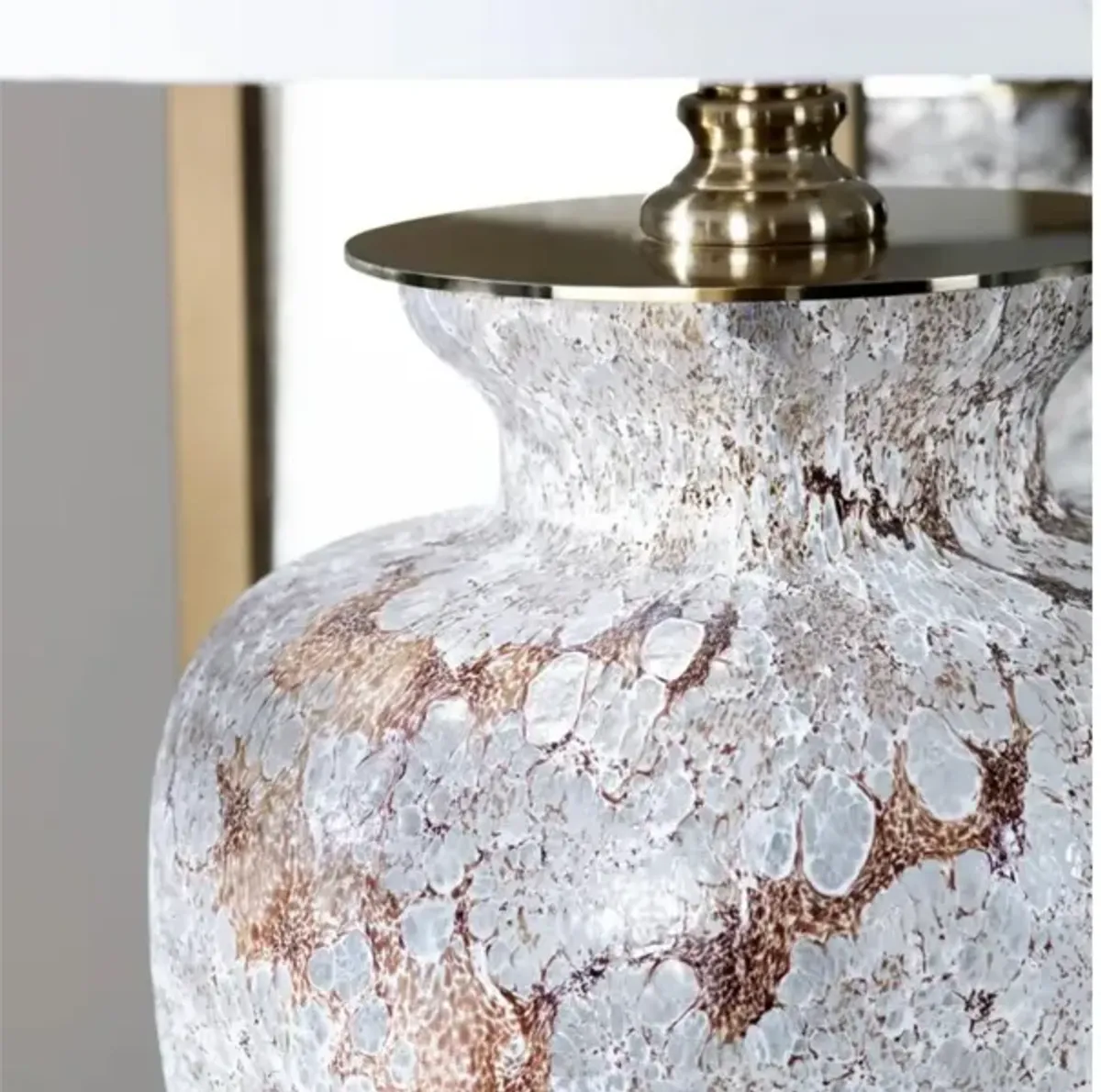 Mottled Gold and White Glass Table Lamp 31"H