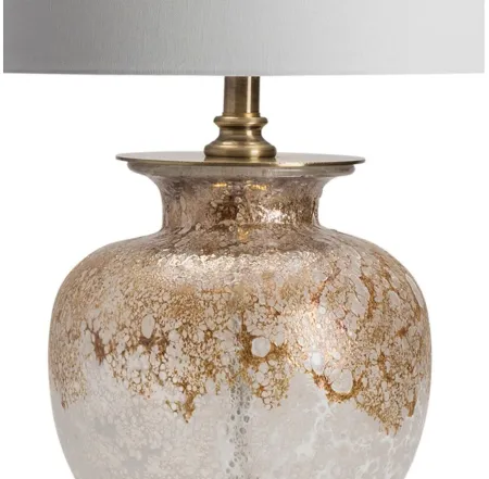 Mottled Gold and White Glass Table Lamp 31"H