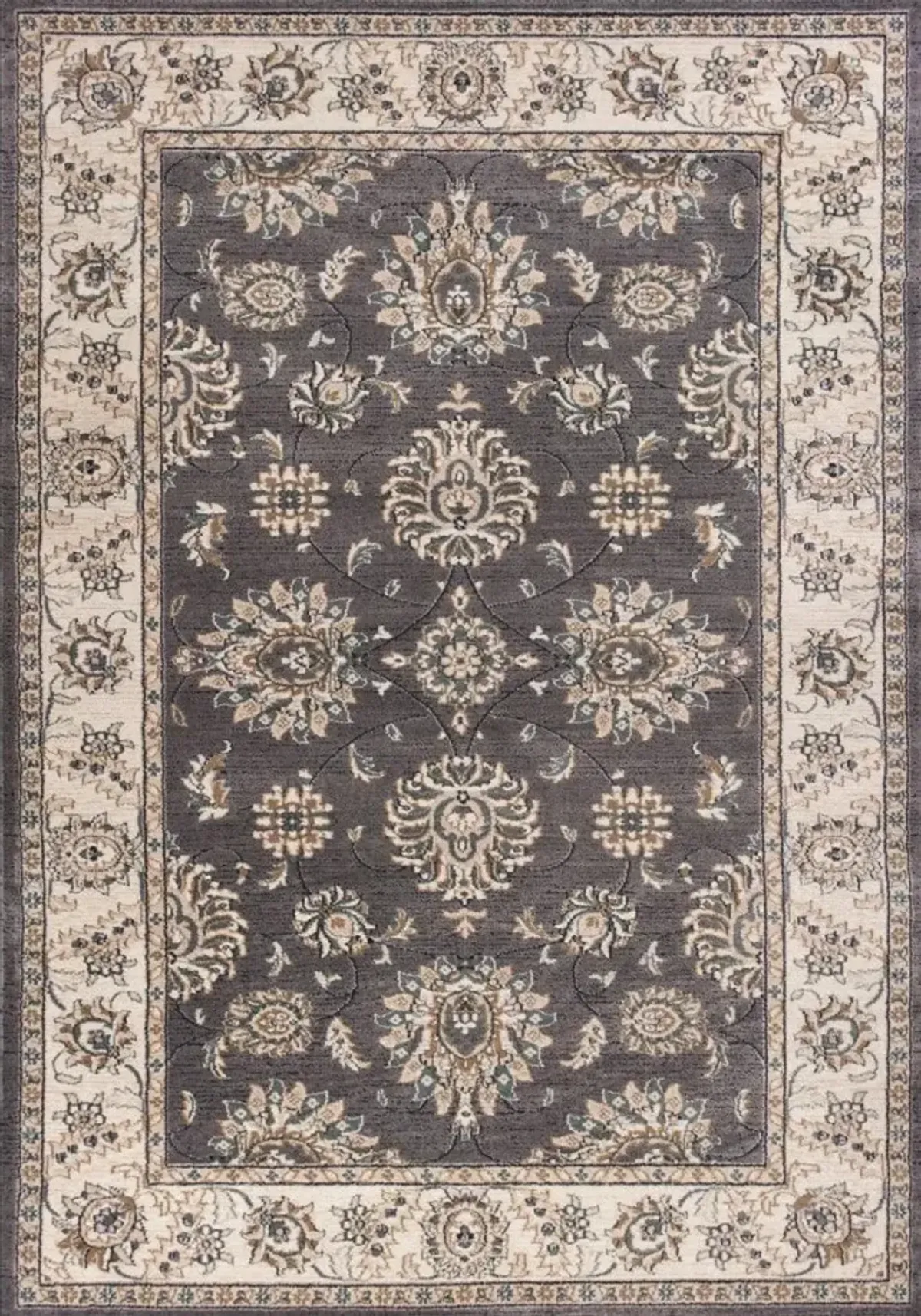 Avery Grey/Ivory Kashan Area Rug 5'3"W x 7'7"L