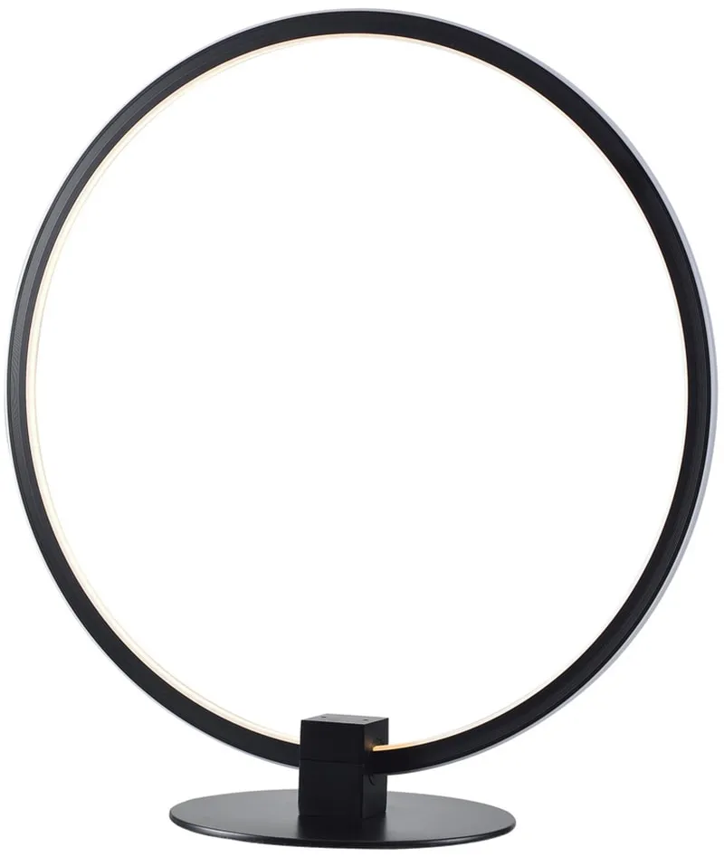 Black Metal Ring LED Table Lamp 15"H