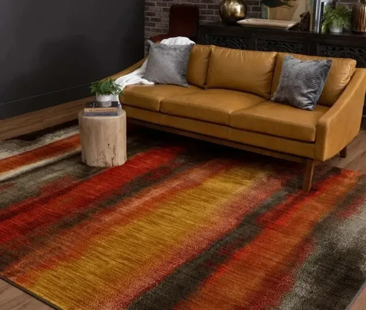 Elements Red/Brown/Yellow Area Rug 5'3"W x 7'10"L