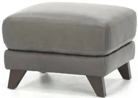 Martini Leather Ottoman in Charcoal