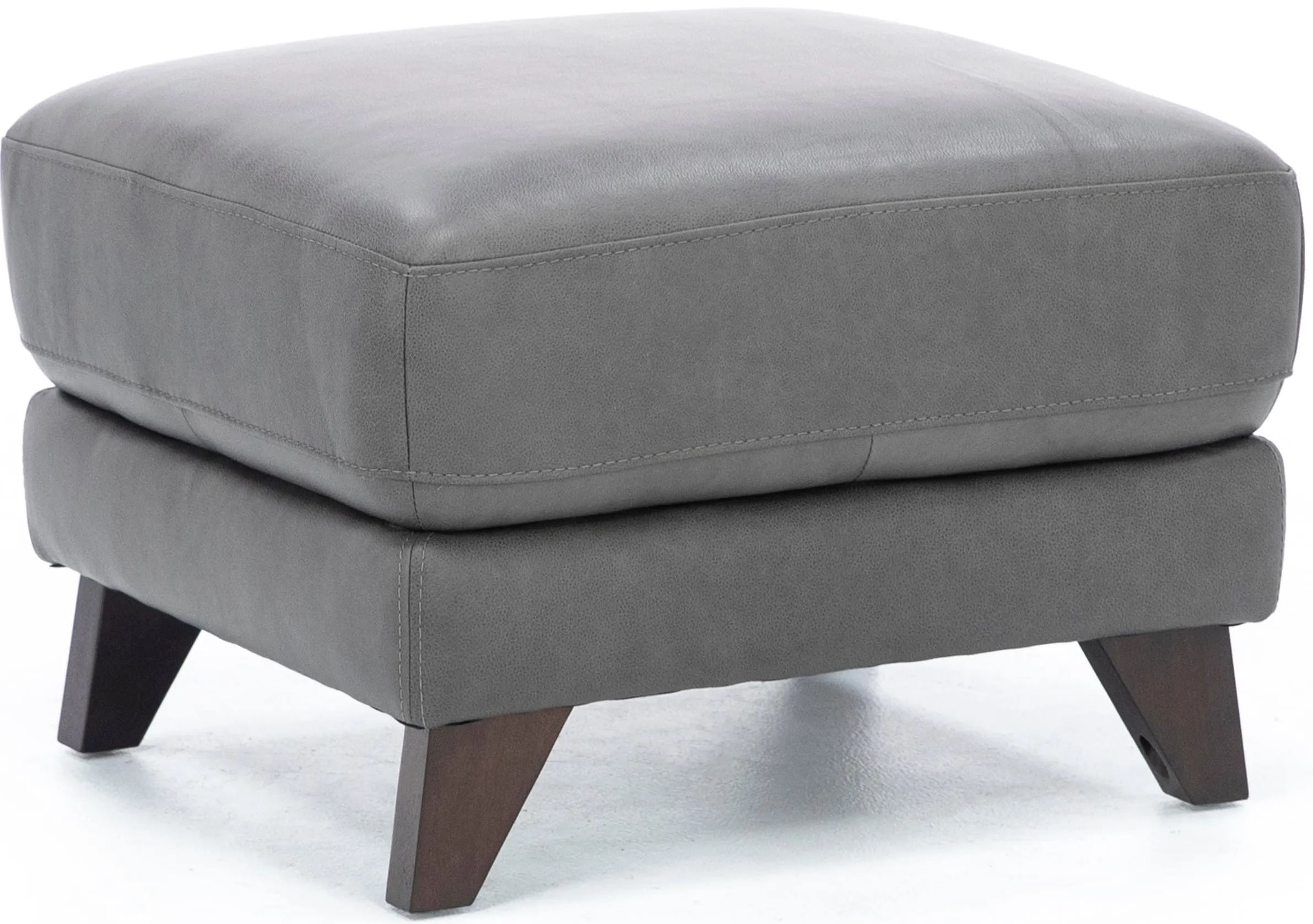 Martini Leather Ottoman in Charcoal