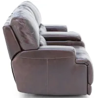 Placier Leather Power Reclining Console Loveseat in Coffee
