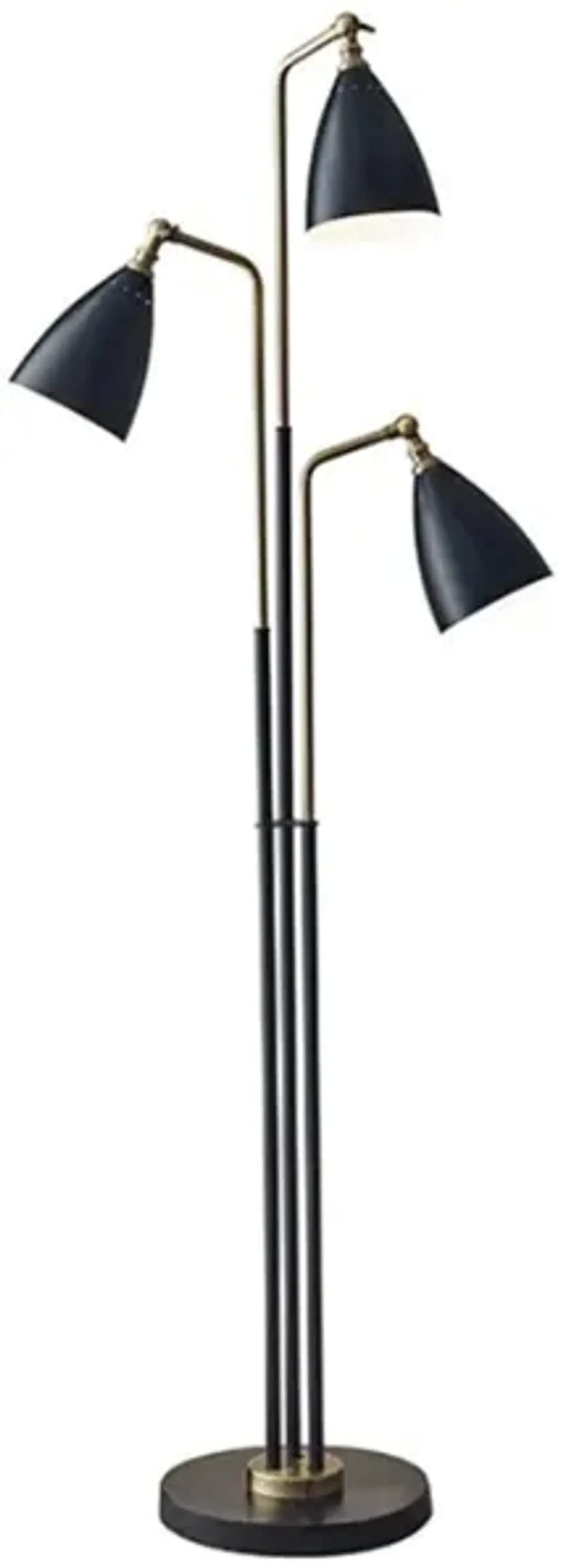 3-Lite Black Metal Floor Lamp 62"H