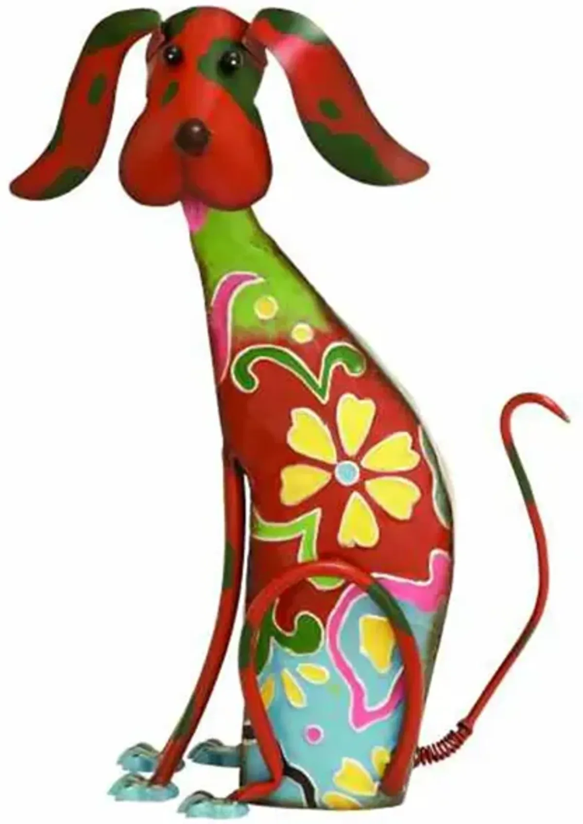 Red Metal Dog Statue 12"W x 17"H