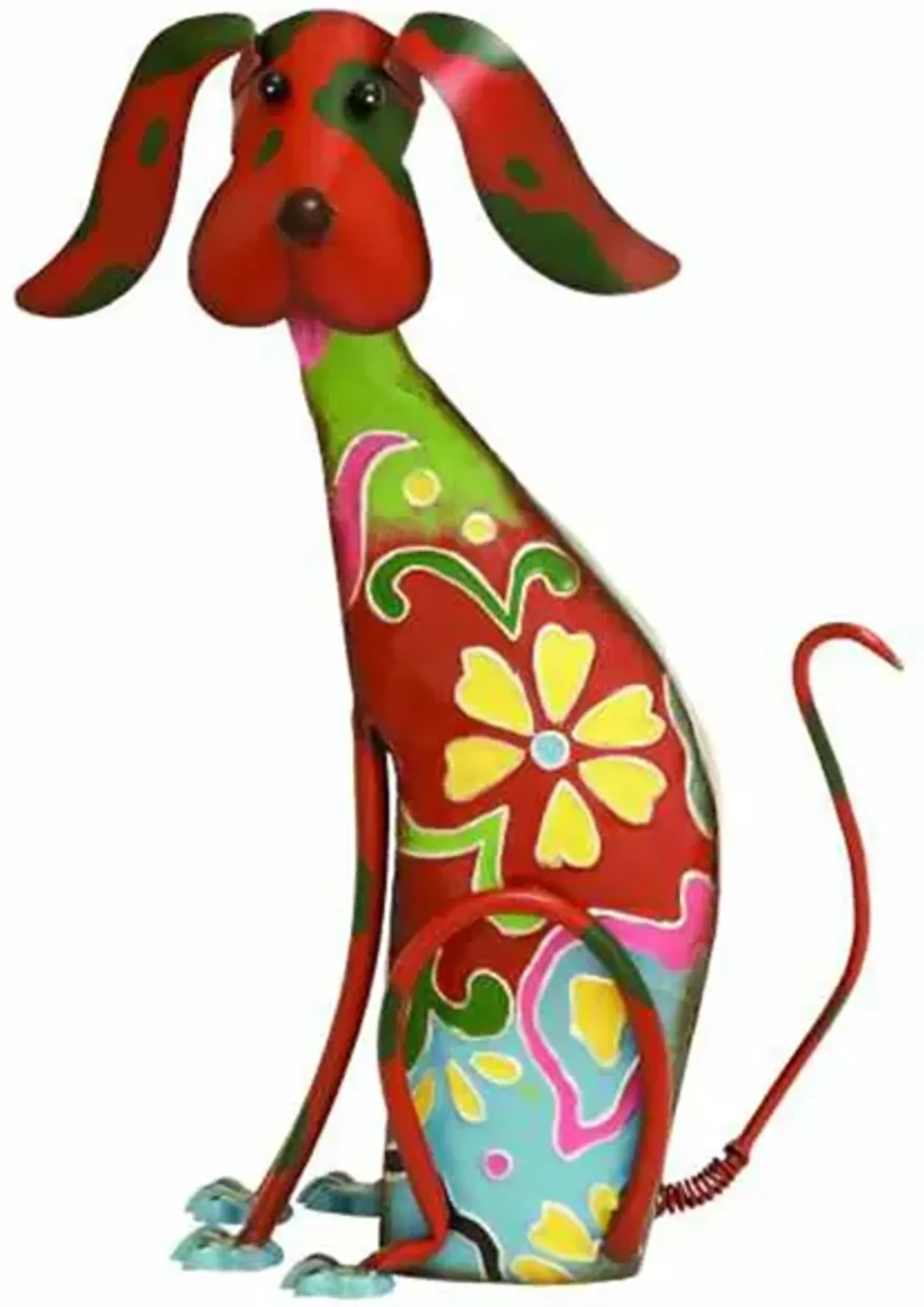 Red Metal Dog Statue 12"W x 17"H