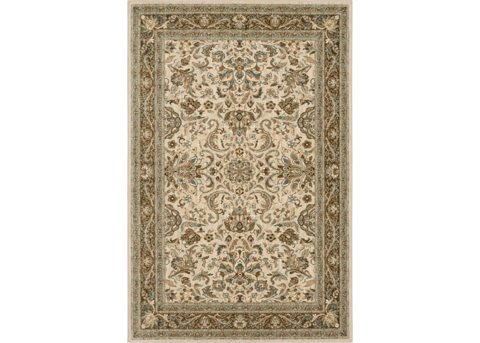 Euphoria Ivory/Tan/Blue Area Rug 5'3"W x 7'10"L