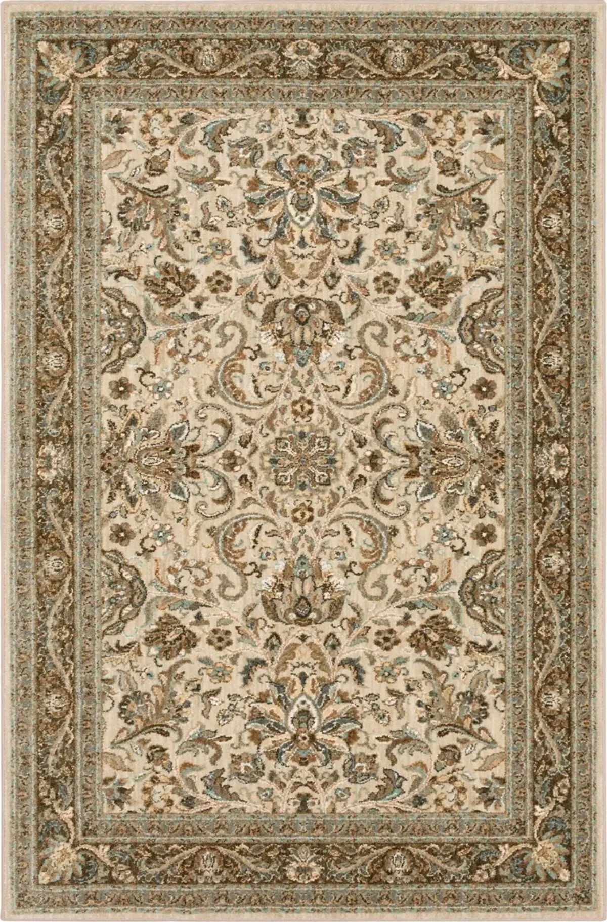 Euphoria Ivory/Tan/Blue Area Rug 5'3"W x 7'10"L