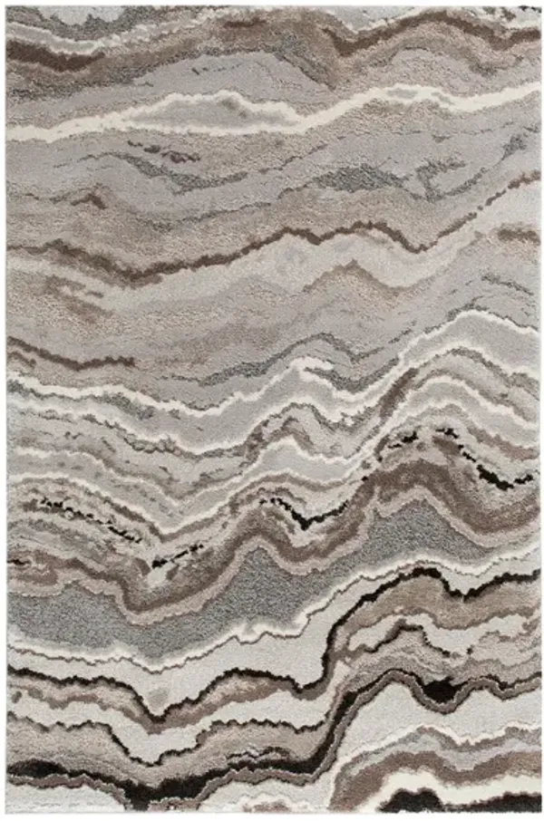 Structures Grey/Tan Wave Torrent Area Rug 5'W x 7'6"L