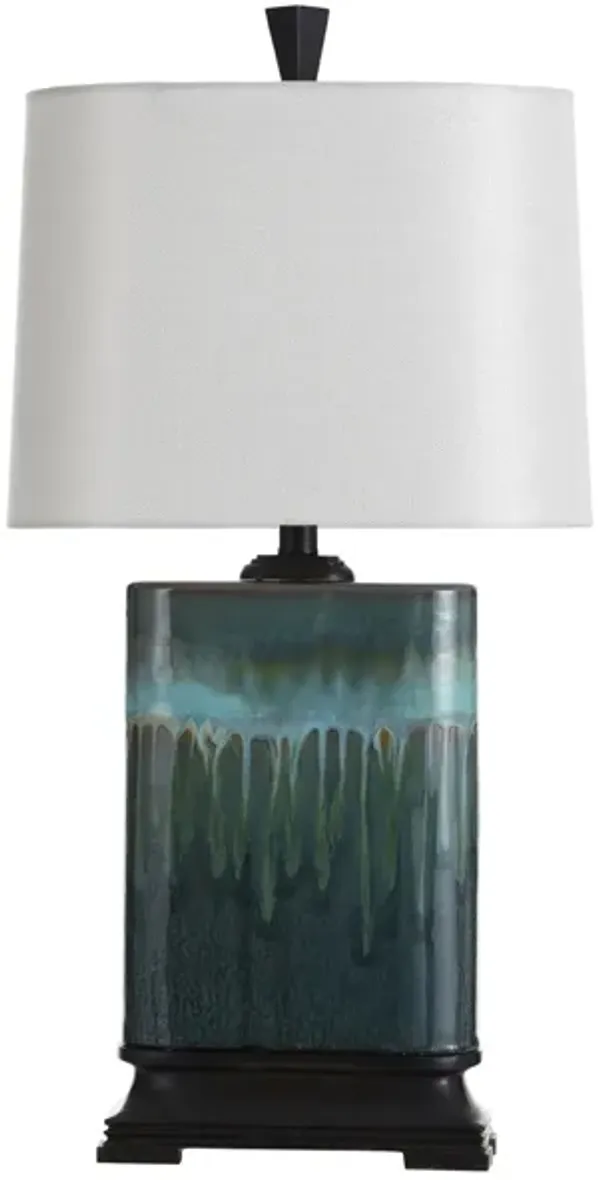 Blue Ceramic Drip Table Lamp 29"H