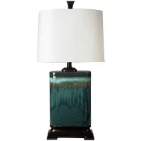 Blue Ceramic Drip Table Lamp 32"H