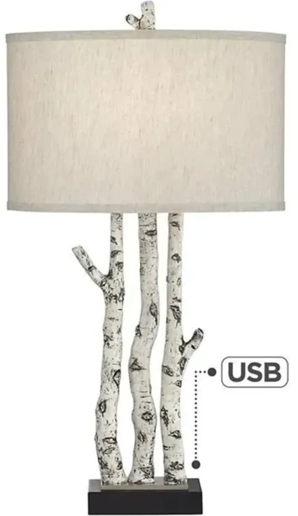 White Branches Table Lamp 30"H