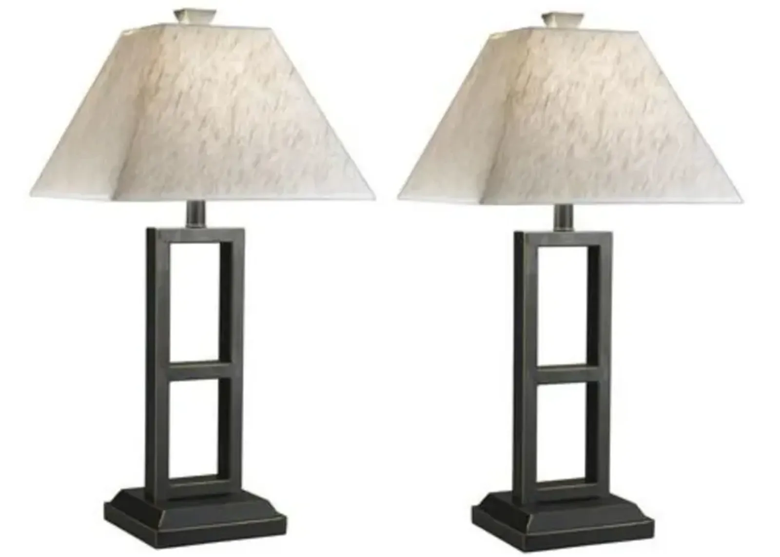 Pair of Black and Gold Rectangle Table Lamps 27"H