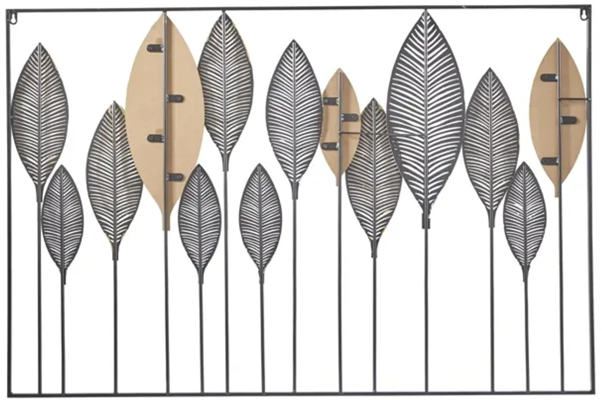 Copper, Gold, and Black Metal Leaves Wall Decor 47"W x 31.5"H