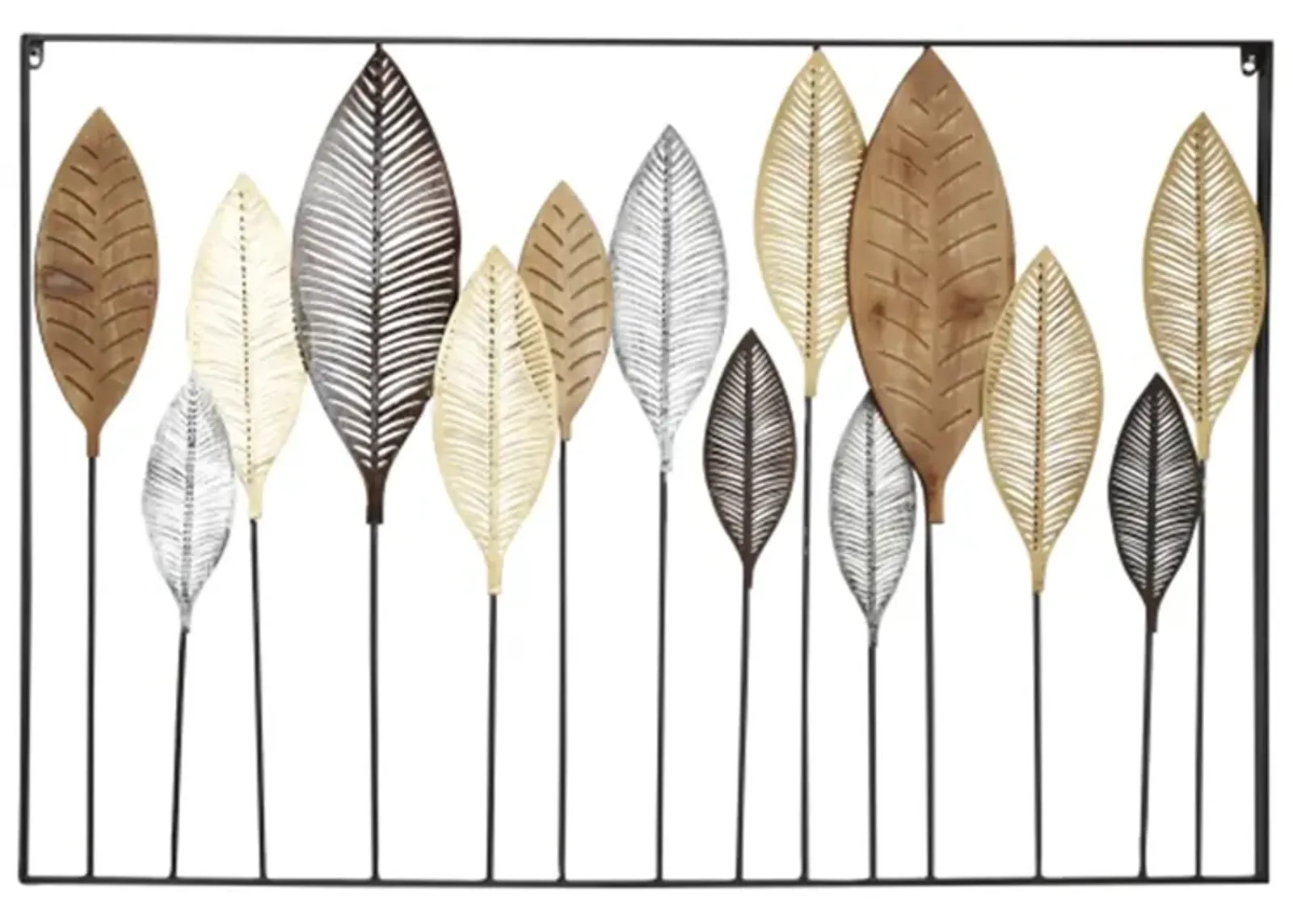 Copper, Gold, and Black Metal Leaves Wall Décor 47"W x 31"H