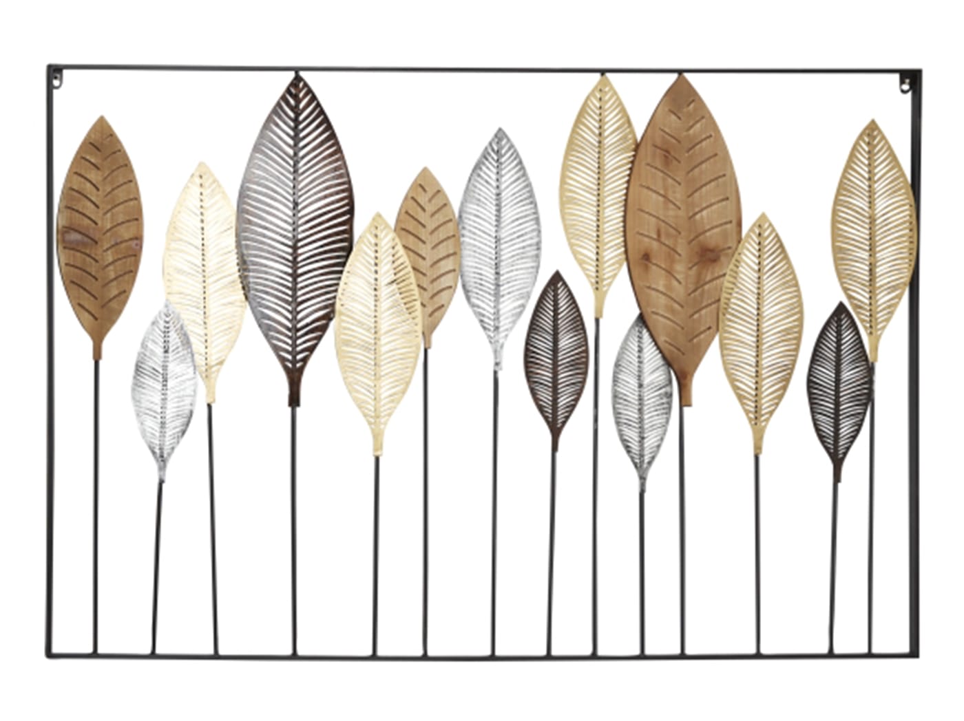 Copper, Gold, and Black Metal Leaves Wall Décor 47"W x 31"H