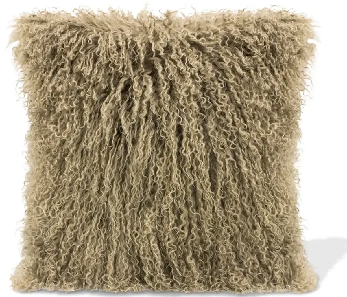 Taupe Lamb Fur Poly Pillow 15.75"W x 15.75"H