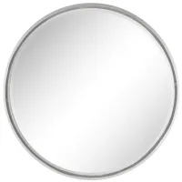 Silver Metal Beveled Wall Mirror 30" Round