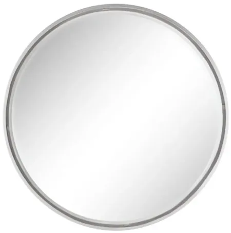 Silver Metal Beveled Wall Mirror 30" Round