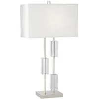 Crystal and Nickel Table Lamp 29.75"H