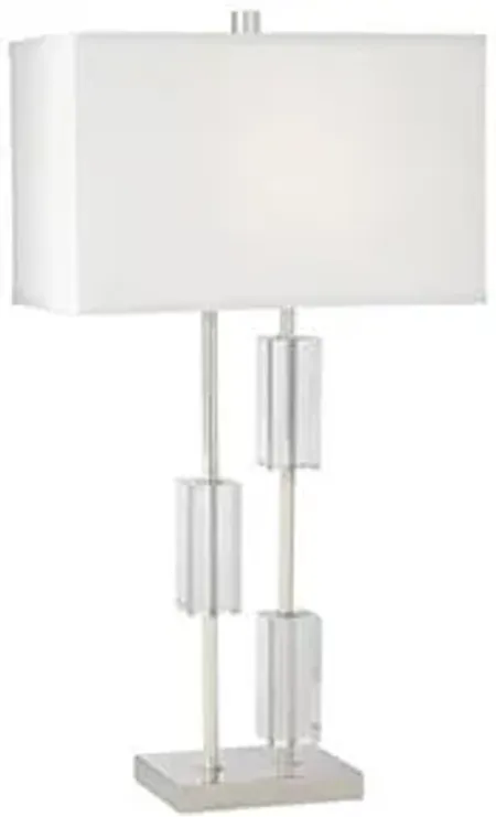 Crystal and Nickel Table Lamp 29.75"H