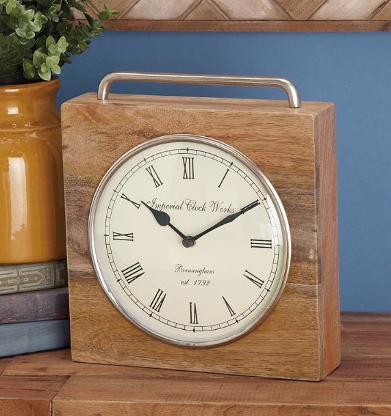 Square Table Clock 11"H