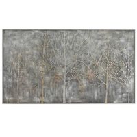 Silver and Gold Handpainted Trees Framed Canvas Art 73"W x 41"H