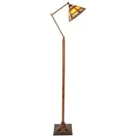 Addie Cream and Red Tiffany-Style Glass Task Floor Lamp 66"H