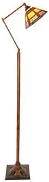 Addie Cream and Red Tiffany-Style Glass Task Floor Lamp 66"H