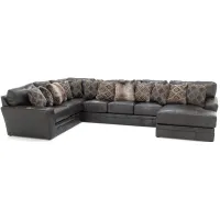 Camden Large 3-Pc. Leather Sectional with Right Arm Facing Chaise in Steel