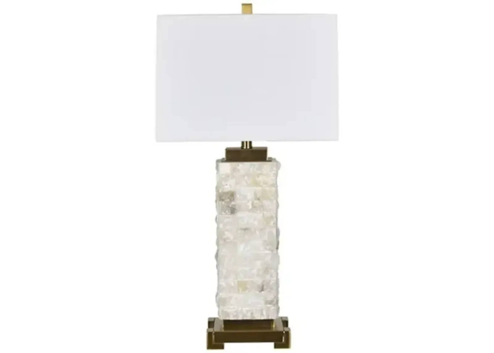 Stone and Antique Brass Table Lamp 31"H