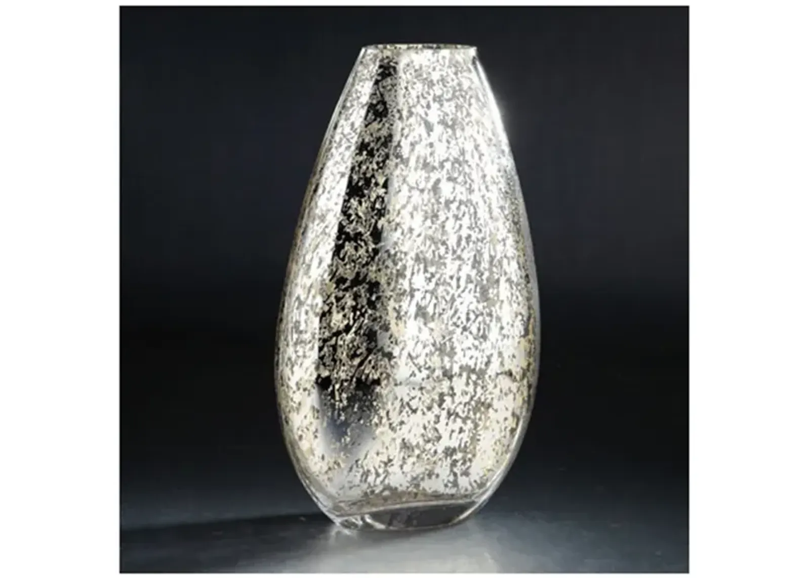 Small Mercury Glass Vase 9.5"W x 4.5"D x 12"H