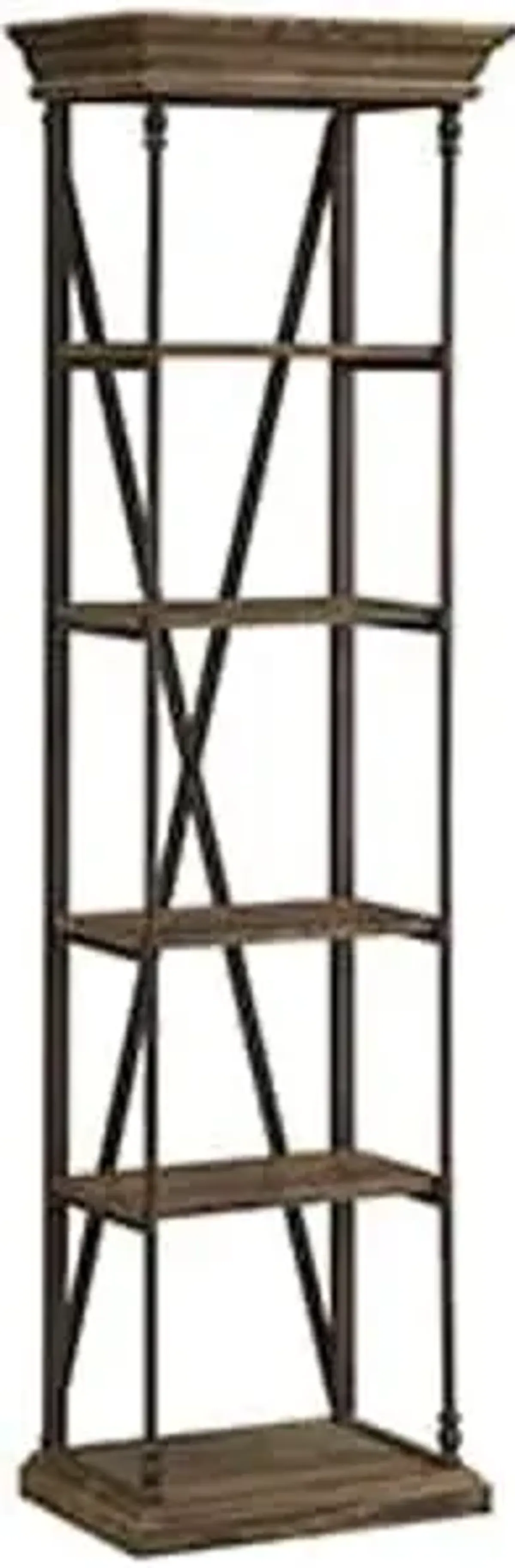 Iron Forge Open Narrow Metal & Wood Bookshelf