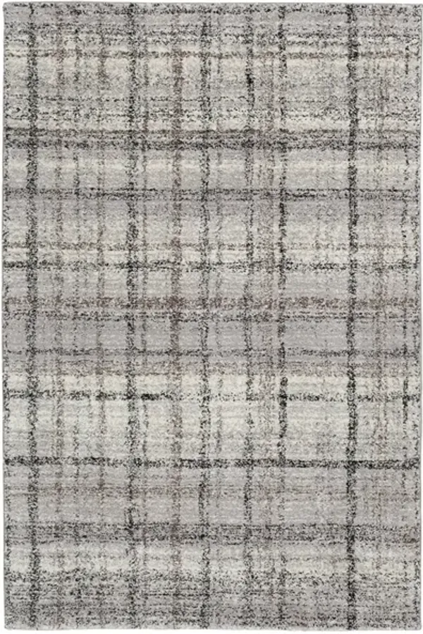 Structures Grey Plaid Torrent Area Rug 5'W x 7'6"L