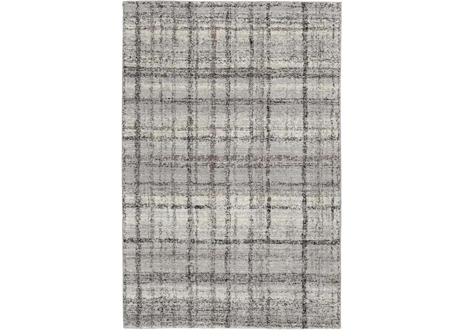 Structures Grey Plaid Torrent Area Rug 5'W x 7'6"L