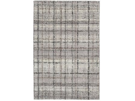 Structures Grey Plaid Torrent Area Rug 5'W x 7'6"L