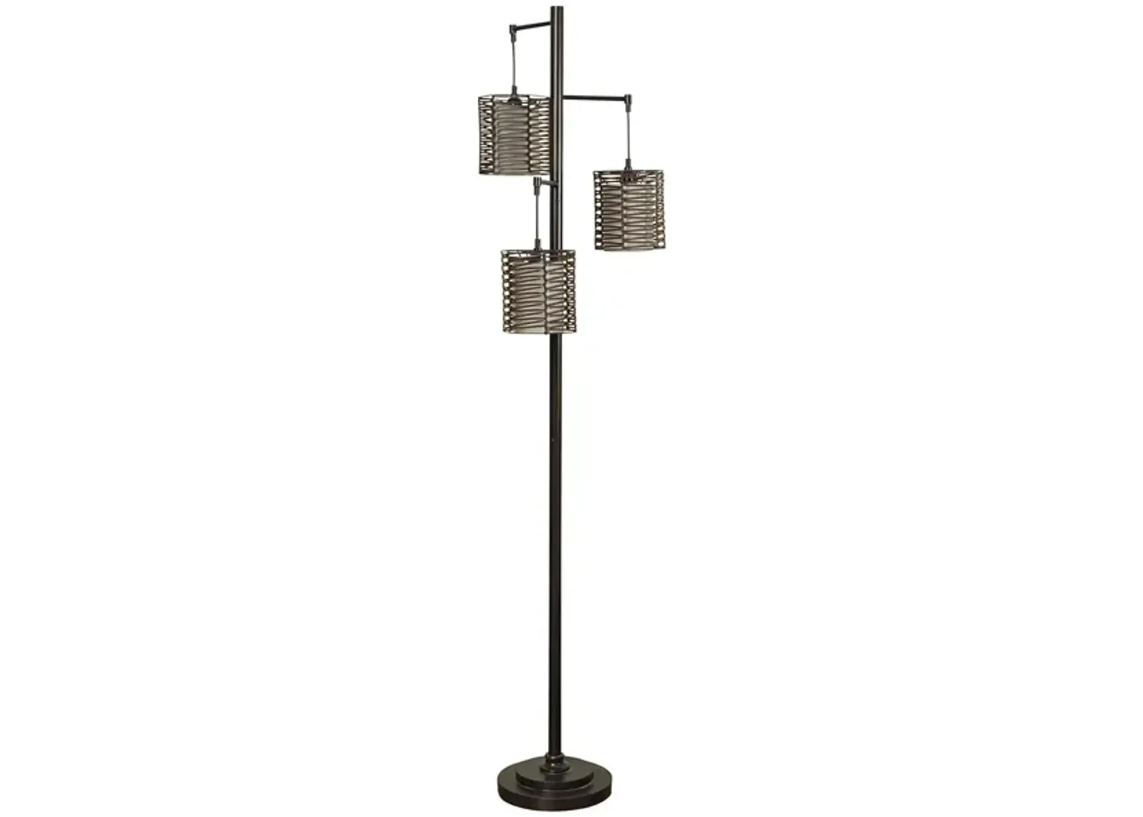 Bronze With Handwoven Shades Floor Lamp 71.5"H