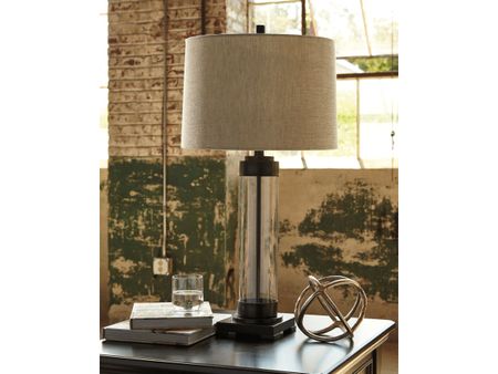 Glass and Bronze Table Lamp 30"H