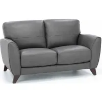 Martini Leather Loveseat in Charcoal