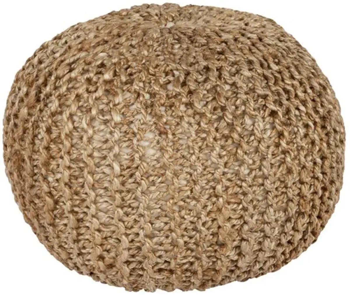 Beige Jute Pouf 20"W x 14"H