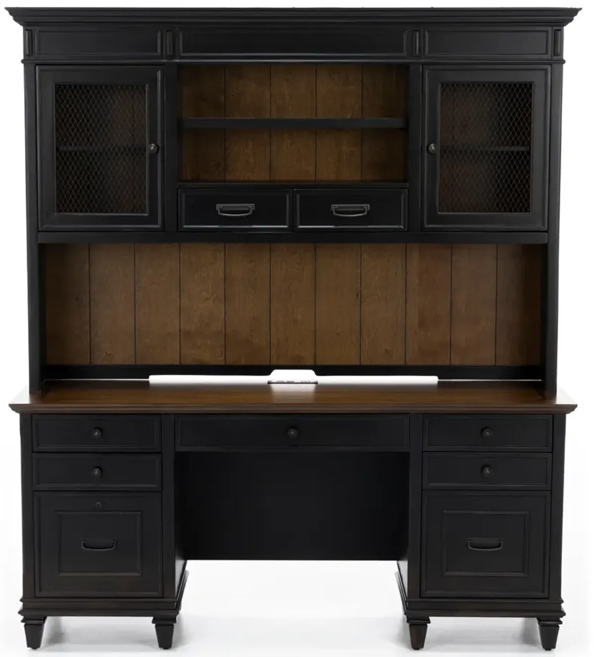 Estate Black Credenza and Hutch