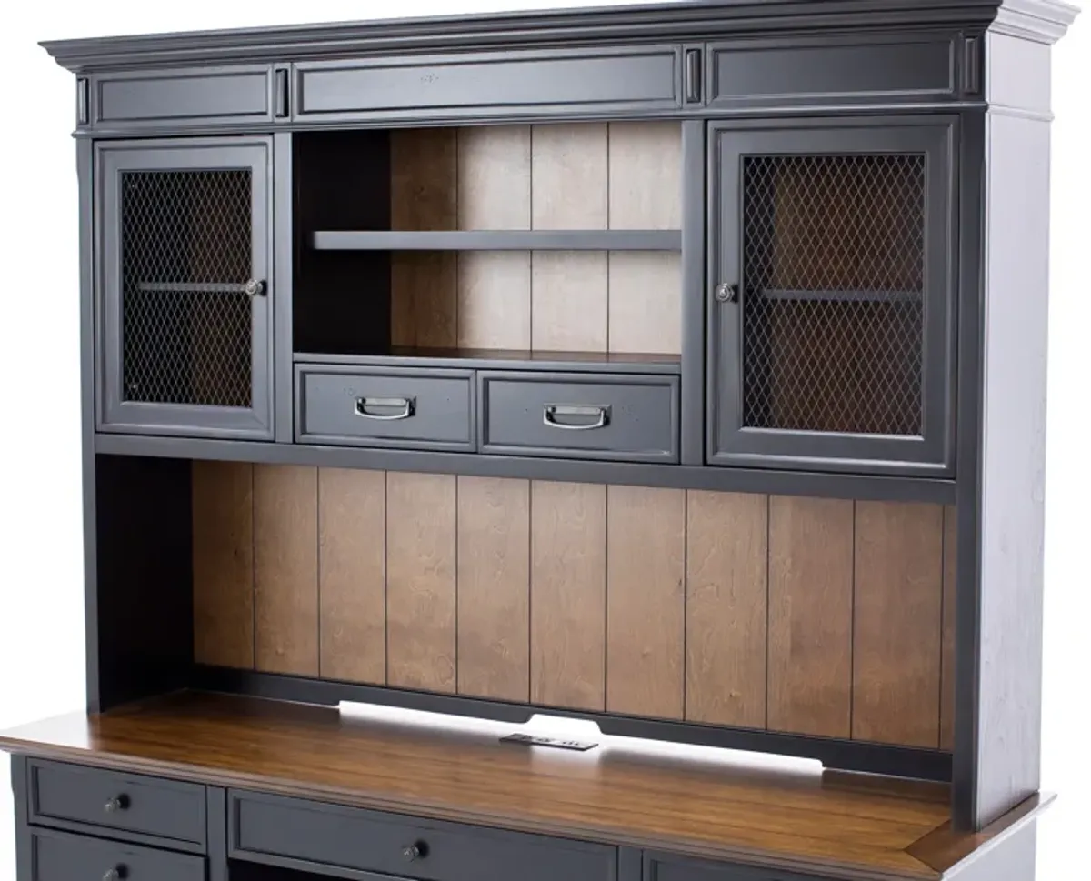 Estate Black Credenza and Hutch