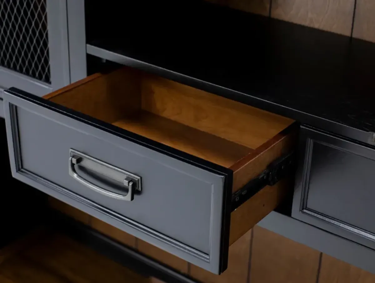 Estate Black Credenza and Hutch